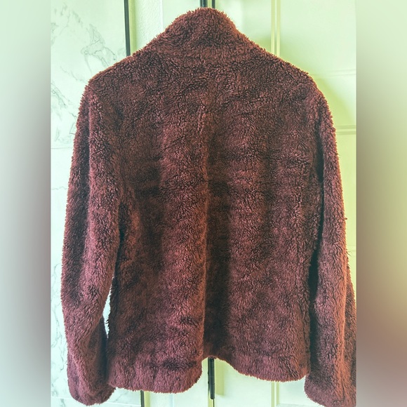Pendleton sherpa plaid - lined retro fuzzy full-zip fleece jacket small maroon - Picture 5 of 8